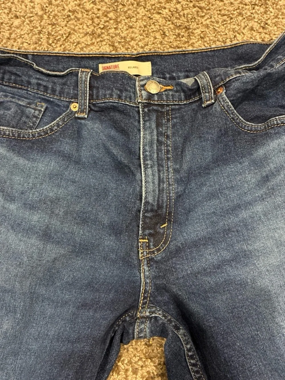 Signature by Levi Strauss Dark Blue Denim Cutoff Shorts